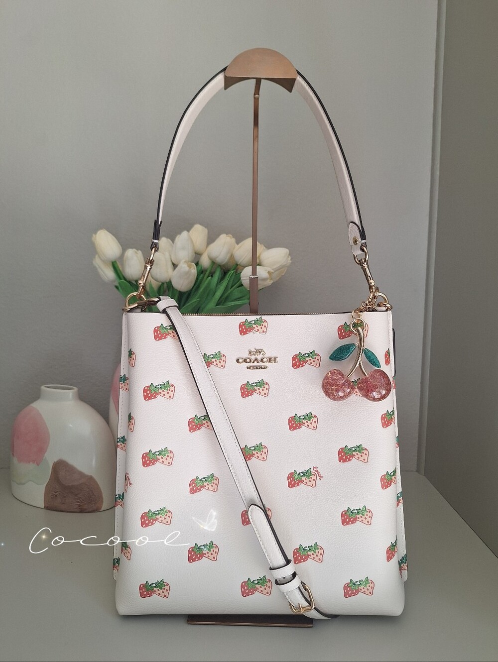 NEW！COACH LARGE MOLLIE BUCKET BAG WITH STRAWBERRY（CB601）fast shipping